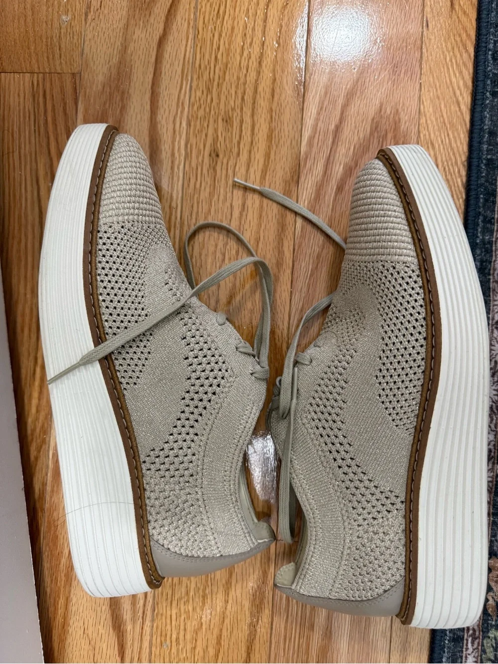Cole Haan Knit Lace-Up Platform Oxfords - Beige
